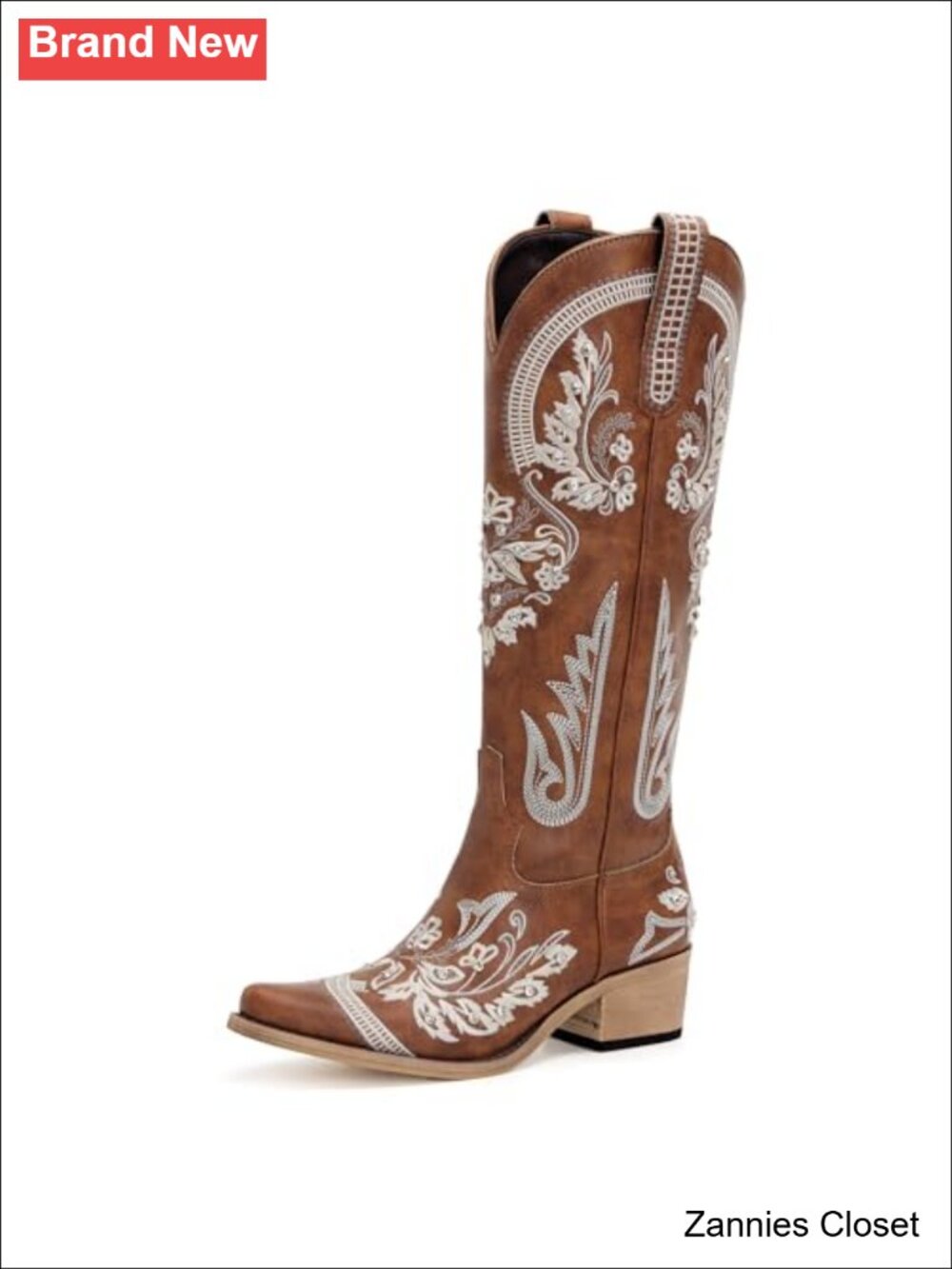 ✨ Western Cowboy Boots for Women Rhinestone Knee High Cowgirl Snip Toe